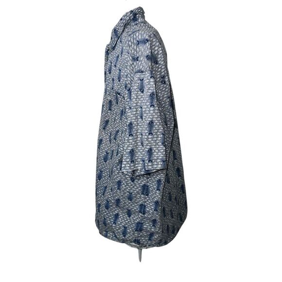 Columbia Fish Bones Button-Down Short Sleeve Shirt Light Cotton size XL Good Con - Picture 2 of 9